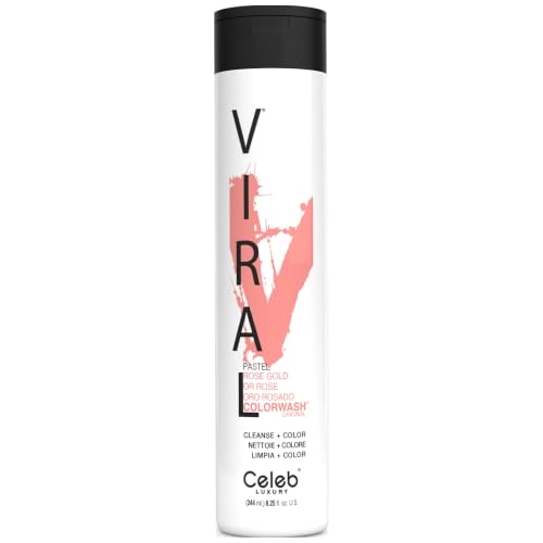 Celeb Luxury Viral Colorwash, Professional Semi-Permanent Hair Color Depositing Shampoo, Rose Gold