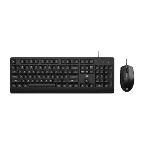 HP KM 180 Wired Mouse and Keyboard Combo, USB Plug-and-Play, 1200 dpi, Full-Size Layout with Numeric pad, Up to 10 Million keystrokes, Up to 1 Million