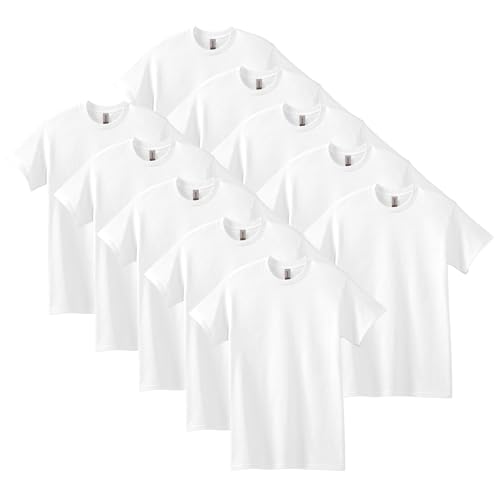 Gildan Men's Heavy Cotton T-Shirt, Style G5000, Multipack, White (10-Pack), Large