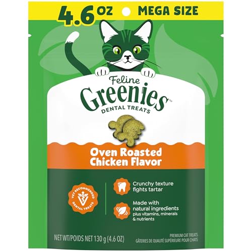 Greenies Feline Adult Dental Cat Treats, Oven Roasted Chicken Flavor, 4.6 oz. Pack