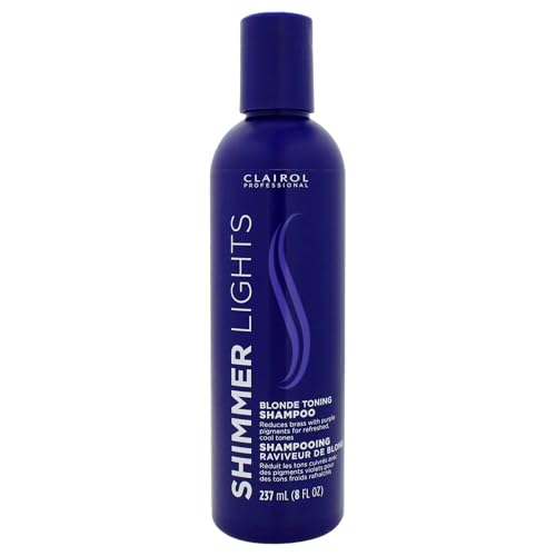 Clairol Professional Shimmer Lights Purple Shampoo, 8 fl. Oz | Neutralizes Brass & Yellow Tones | For Blonde, Silver, Gray & Highlighted Hair **Packaging May Vary