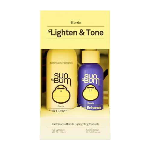 Sun Bum Lighten and Tone Travel Kit - Blonde Hair Lightener and Tone Enhancer - Enhances Hair Color and Shine while Neutralizing Brassy Tones - UV Protecting - Vegan and Cruelty Free (4 oz, 1.5 fl oz)