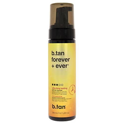 b.tan Ultra Long Lasting Self Tanner Mousse | Forever & Ever - Lasts Up to 11 Days, Fast, 1 Hour Express Sunless Tanning Foam, No Fake Tan Smell, Dark Bronze Glow, Vegan, Cruelty Free, 6.7 Fl Oz