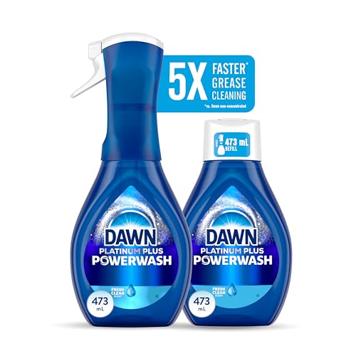 Dawn Powerwash Spray, Dish Soap, Dishwashing Liquid, Cleaning Supplies, Fresh, 1 Starter Kit + 1 Refill, 32 Fl Oz