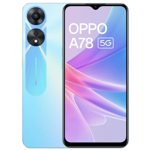Oppo A78 5G (Glowing Blue, 8GB RAM, 128 Storage) | 5000 mAh Battery with 33W SUPERVOOC Charger| 50MP AI Camera | 90Hz Refresh Rate | with No Cost EMI/