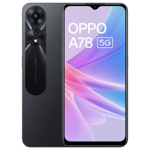 Oppo A78 5G (Glowing Black, 8GB RAM, 128 Storage) | 5000 mAh Battery with 33W SUPERVOOC Charger| 50MP AI Camera | 90Hz Refresh Rate | with No Cost EMI