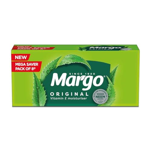 Margo Original Neem Soap 125gm X 8 | Powered With Goodness of 1000 Natural Neem Leaves | Soap for Clear and Beautiful Skin | Infused with Vitamin E fo