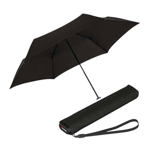 (-24%) Knirps Taschenschirm Ultra US.050 Slim Manual – Ultra leicht und flach – Sturmfest – Windproof – 21 cm – Schwarz