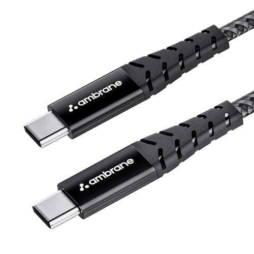 Ambrane Unbreakable 60W Fast Charging 1.5M Braided Type C to Type C Cable for Smartphones, Tablets, Laptops & Other Type C Devices, PD Technology, 480