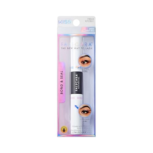 KISS Falscara DIY Eyelash Extension Bond & Seal Infused with Biotin & Vitamin E – Strong Gentle Comfortable Lash Adhesive for All Day Wear For Use With Falscara Lash Wisps, Remover, and Applicator