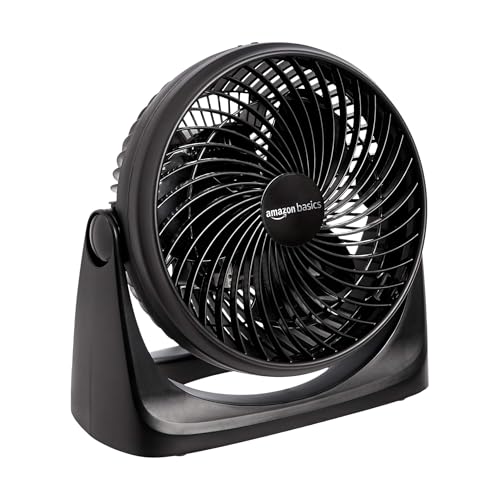 Amazon Basics Air Circulator Fan, Desk Fan for Bedroom, Home and Office, With 90-Degree Tilt Head, 3 Speed Settings, Lightweight (3 LBS), 35 Watts, Black, 11.1W x 6.3D x 10.9H