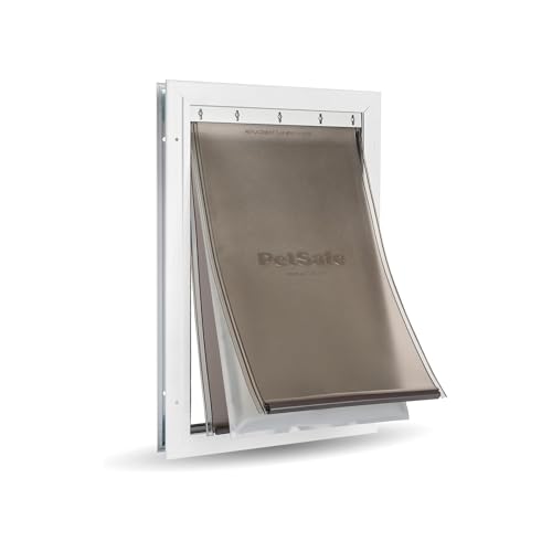 PetSafe Extreme Weather Aluminum Pet Door - Energy-Saving Thermal Barrier Pet Flap with Slide-in Door Locking & Secure Flap Cover - for Dogs Up to 100 lb - Large