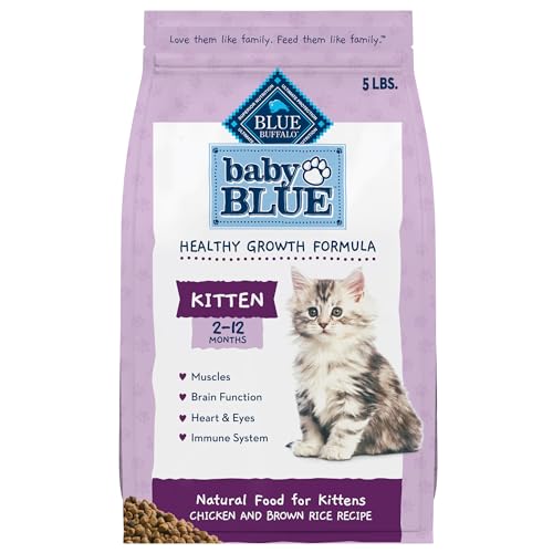 Blue Buffalo Baby Blue Natural Dry Food for Kittens, Healthy Growth Formula with DHA, Chicken and Brown Rice Recipe, 5-lb Bag