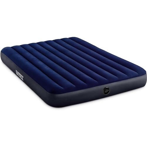 Intex 64759E Dura-Beam Standard Downy Air Mattress: Fiber-Tech – Queen Size – 10in Bed Height – 600lb Weight Capacity – Pump Sold Separately