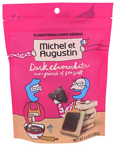 Michel et Augustin Cookies, Individually Wrapped Snacks, Gourmet Dark Chocolate & Sea Salt Shortbread, 15 French Butter Cookies