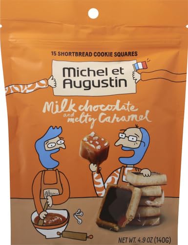 Michel et Augustin Cookies, Individually Wrapped Snacks, Gourmet Milk Chocolate & Caramel Shortbread, 15 French Butter Cookies