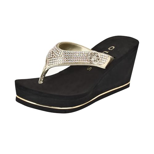 Guess Women's Sarraly4 Wedge Sandal, Gold 771, 8