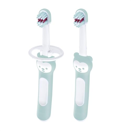 MAM Baby Kit com 2 Escovas de Dentes Baby's Brush com Trava de Segurança para Crianças de 6+ Meses Com Cabo Ergonômico e...