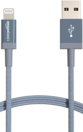 Amazon Basics Fast Charging USB-A to Lightning Nylon Braided Charger Cable, MFi Certified for Apple iPhone and iPad, Durable, 3 Foot, Dark Gray