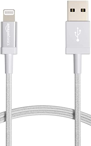 🔥 STARKER PREIS (-23%) Amazon Basics Verbindungskabel Lightning auf USB-A, Nylon-umflochten, MFi-zertifiziertes Ladekabel für iPhone, Silber, 1.8 m