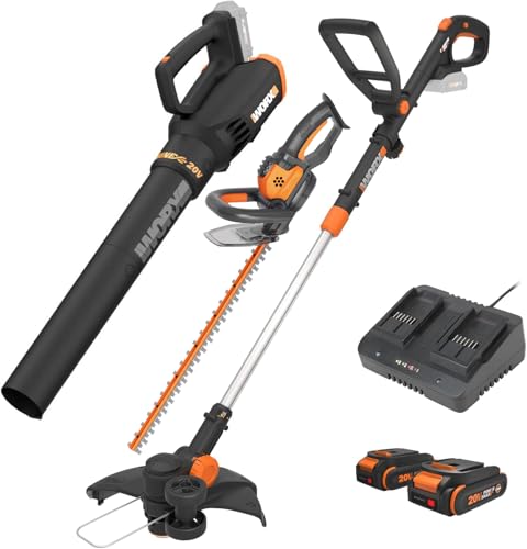 Worx PowerShare Cordless Edger, Hedge Trimmer, and Blower Most Comprehensive Comprehensive Worx