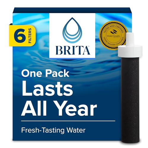 Brita Water Bottle Replacement Filters, BPA-Free, Replaces 1,800 Plastic Water Bottles a Year, Lasts Two Months or 40 Gallons, Includes 6 Filters