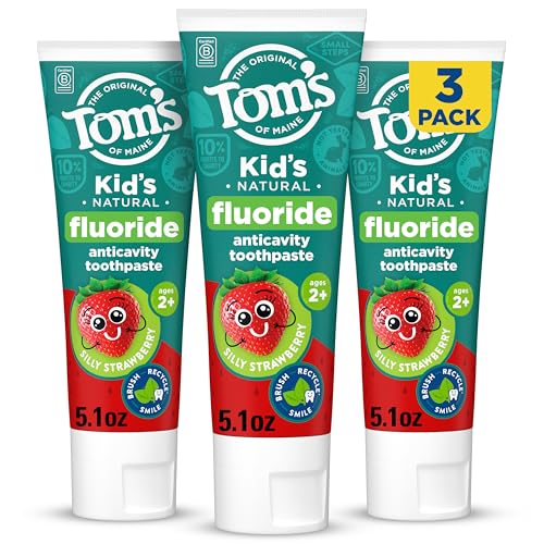Toms Of Maine Natural Kids Fluoride Toothpaste 3 Pack For Kids Ages 2