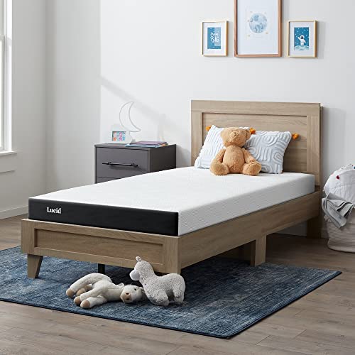 Lucid 5 Inch Memory Foam Mattress – Low Profile - Firm Feel - Infused with Bamboo Charcoal and Gel - Bed in a Box - Te