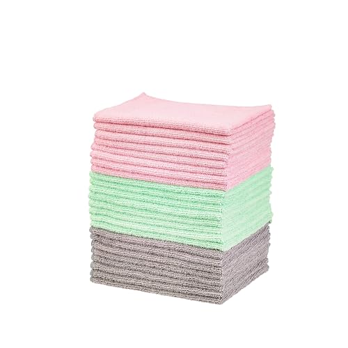 Amazon Basics Microfiber Cleaning Cloths, Ultra Soft and Absorbent, Free from Streaks/Lint/Scratch for Cars, 16" x 