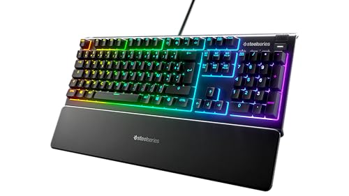 SteelSeries Apex 3 - Gaming Tastatur - 10-Zonen RGB-Beleuchtung - Premium magnetische Handballenauflage - Spanisch (QWERTY) Layout