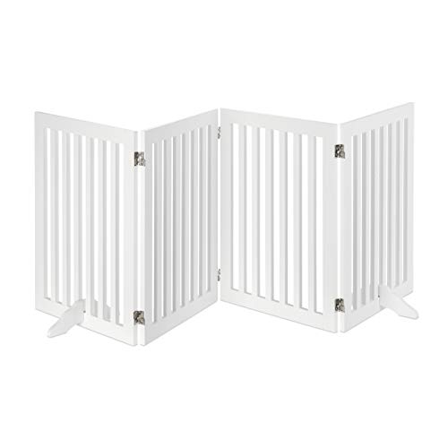 Relaxdays Wooden Safety Barrier, Adjustable Gate for Dogs & Children, Fireplace & Oven, MDF, 4 Panels, 70x206.5cm, White