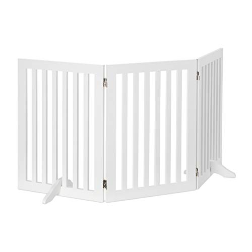 Relaxdays Wooden Safety Barrier, Adjustable Gate for Dogs & Children, Fireplace & Oven, MDF, 3 Panels, 70x154cm, White