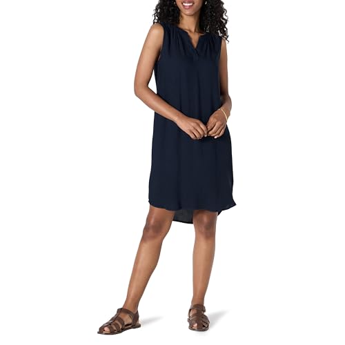 🔥 STARKER PREIS (-45%) Amazon Essentials Damen Leichtes Ärmelloses A-Linien Viskose Sommer-Strandkleid, Marineblau, L