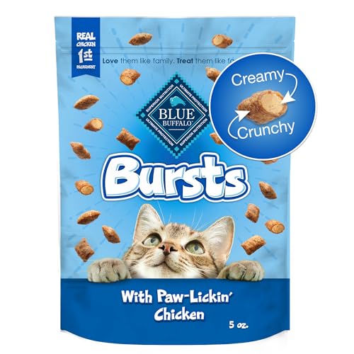 Blue Buffalo Bursts Crunchy & Creamy Cat Treats, Great for Training, Paw-Lickin' Chicken, 5-oz Bag
