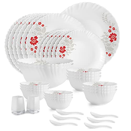 55% OFF CELLO Scarlet Bliss Dazzle Series Opalware Dinner Set (35 Pieces) for ₹1521 - Save ₹1888