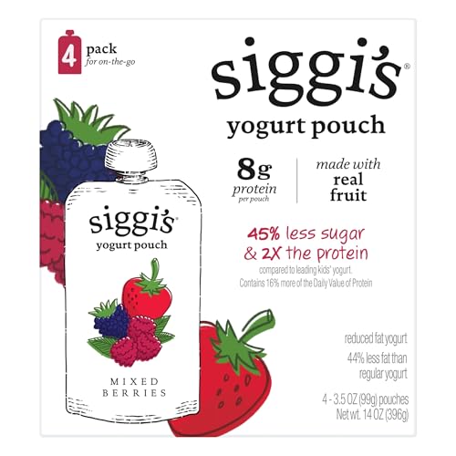 siggi's Kids Lowfat Yogurt Pouches, Mixed Berries, 3.5 oz. Each, 4 Ct – 2% Milkfat