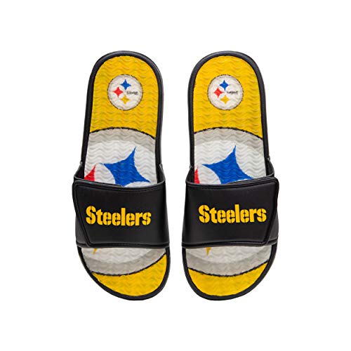 FOCO Pittsburgh Steelers NFL Mens Wordmark Gel Slides - S