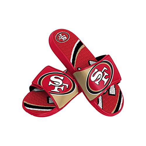 FOCO NFL San Francisco 49ers Mens Sport Shower Gel Slide Flip Flop SandalsSport Shower Gel Slide Flip Flop Sandals, Colorblock Big Logo, Small (7-8)