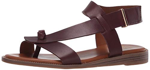Franco Sarto Womens Glenni Ankle Strap Flat Sandals, Dark Brown, 8