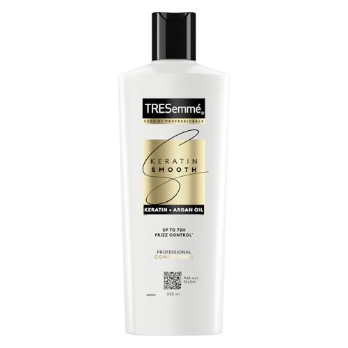 TRESemmé Keratin Smooth Anti Frizz Conditioner 335ml | 72H Frizz Control with Keratin Protein & Argan Oil | Paraben Free Hair Conditioner for Dry Friz