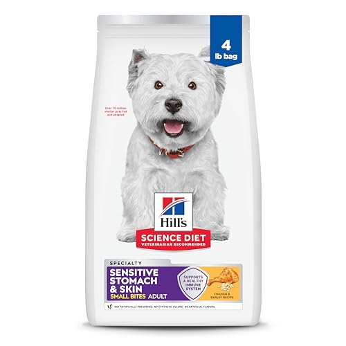 Hill's Science Diet Sensitive Stomach & Skin, Adult 1-6, Stomach & Skin Sensitivity Support, Small Kibble, Dry Dog Food, Chicken Recipe, 4 lb Bag