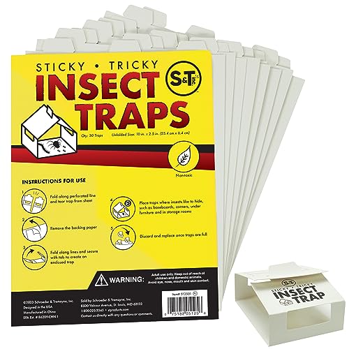 S&T INC. Insect Traps, 30 Count, Glue Traps for Brown Recluse, Hobo Spiders, Black Widows, Use in Home, Basement or Garage, or Utility Rooms for Pest Control