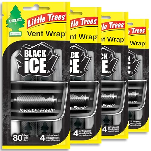 LITTLE TREES Car Air Freshener | Vent Wrap Provides Long Lasting Scent, Invisibly Fresh | Black Ice, 16 Air Fresheners