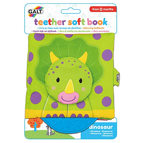 Galt Toys, Teether Soft Book - Dinosaur, Baby Teether & Soft Book Toy, Ages 0 Months Plus