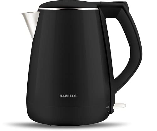 Havells Aqua Plus Electric Kettle 1.2 Litre, 1250 Watt | 304 Stainless Steel Inner Body | Cool Touch Body | Auto Shut-Off |Wider Mouth|2 Years Door