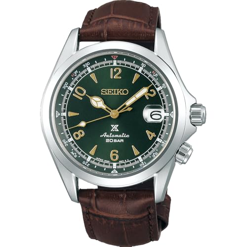 Seiko Prospex"Alpinist" Compass Green Dial Sapphire Glass Leather Watch SPB121J1