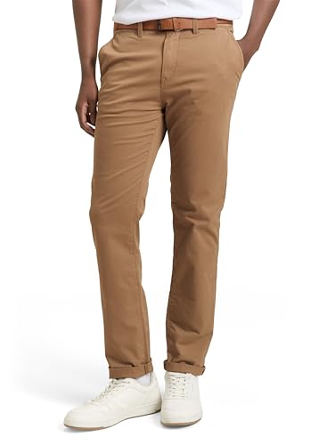 (-26%) TOM TAILOR Denim Herren Slim Fit Chino Hose mit Gürtel 11634 - Honey Camel Beige 28W / 30L