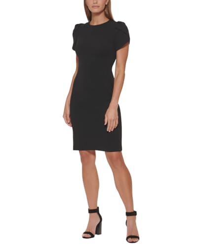 Calvin Klein Women's Tulip Sleeved Sheath Dress, Black 3, 6