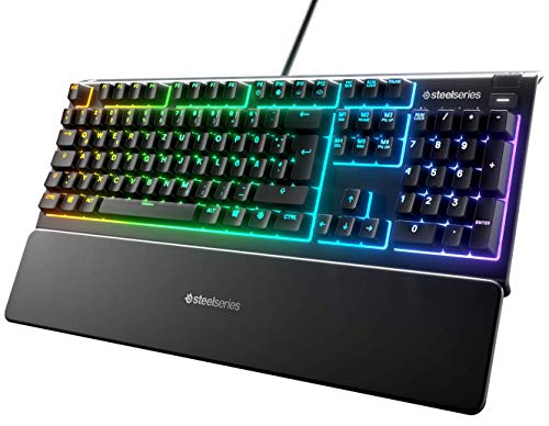 (-31%) SteelSeries Apex 3 Gaming Tastatur - 10-Zonen RGB-Beleuchtung - Flüsterleise Gaming-Switches - Premium magnetische Handballenauflage - IP32 wassergeschützt - Deutsches (QWERTZ) Layout