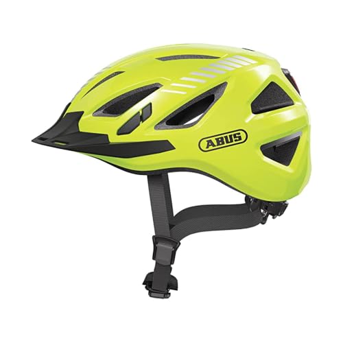 (-23%) ABUS Stadthelm Urban-I 3.0 - Fahrradhelm mit Rücklicht, Schirm und Magnetverschluss - für Damen und Herren - Gelb (signal yellow), Größe M
